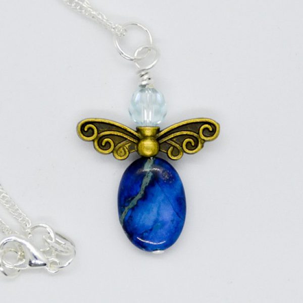 Blue Sea Sediment Fairy Wing Necklace - Inner Peace